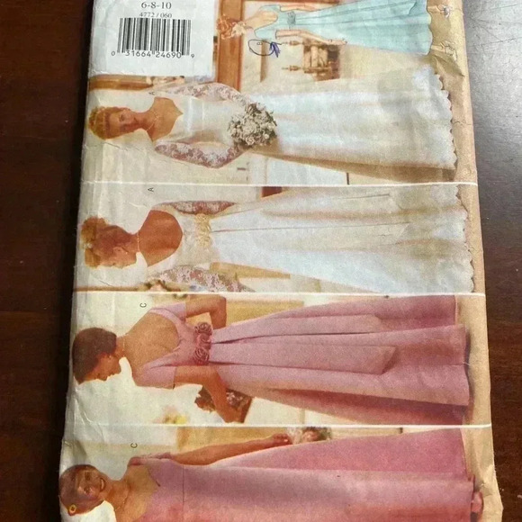 5/$25 Butterick 4772 wedding SEWING dress size 6-10  from 1996 - Picture 7 of 7